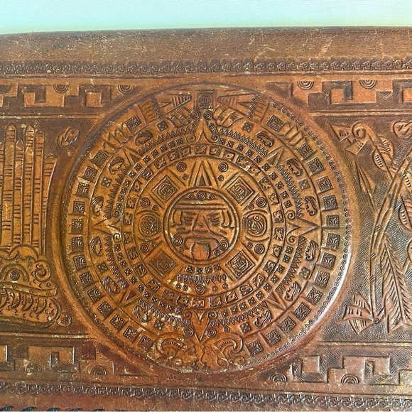 VINTAGE 1950s Hand Tooled Leather Satchel Purse Bag Mexico - Picture 5 of 16